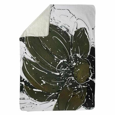 BEGIN HOME DECOR 60 x 80 in. Abstract Flower with Paint Splash-Sherpa Fleece Blanket 5545-6080-FL200